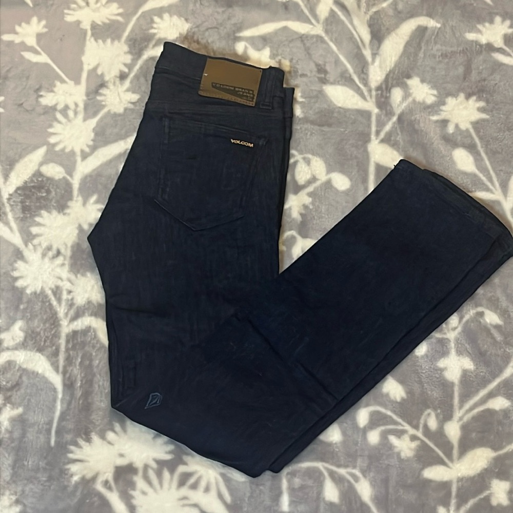 EUC Volcom Skinny Jeans - dark blue stretch Boys Sz 14